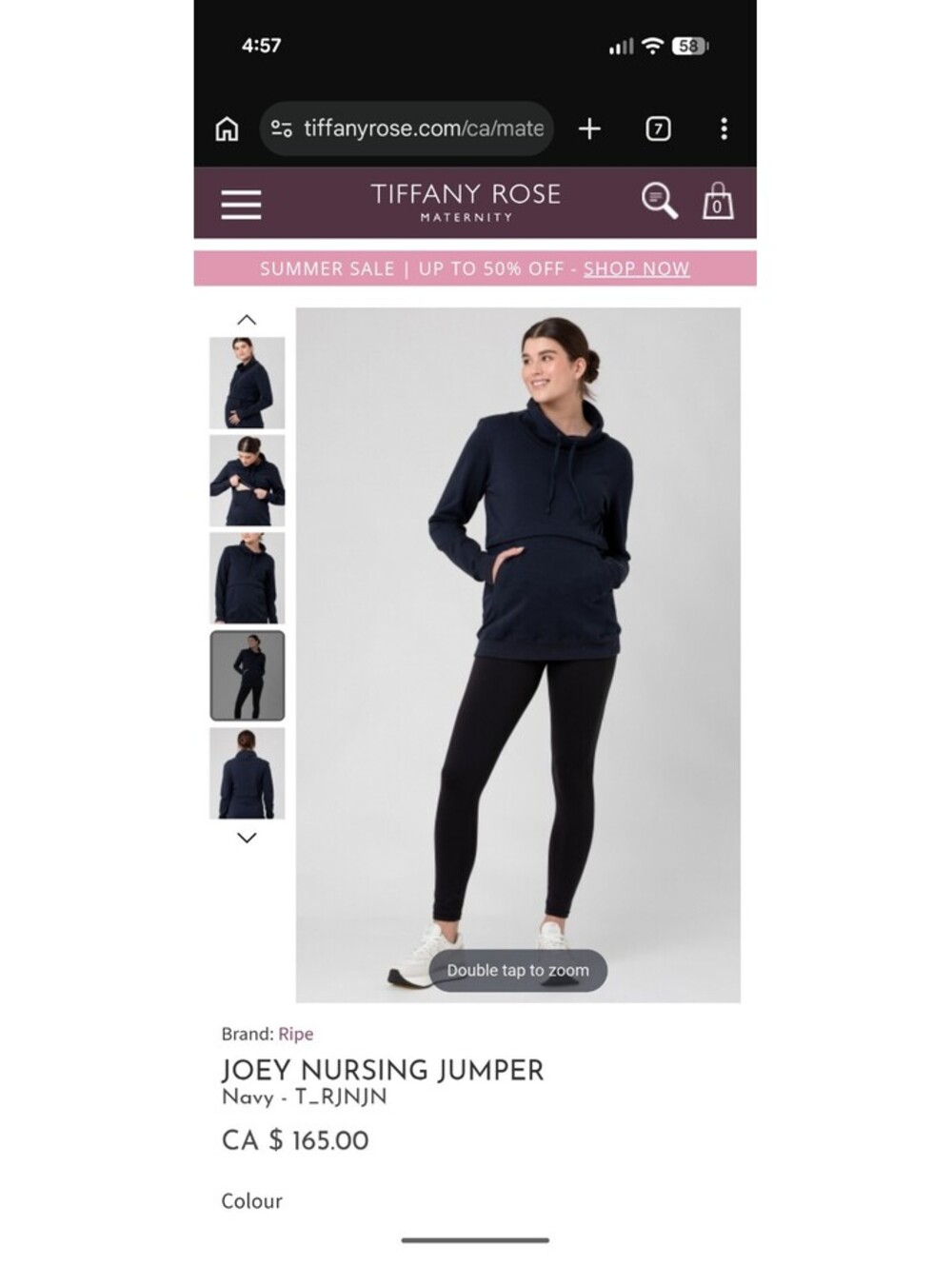 Ripe Maternity 100% Cotton XL Joey Nursing Jumper in Navy streetwear fall comfy